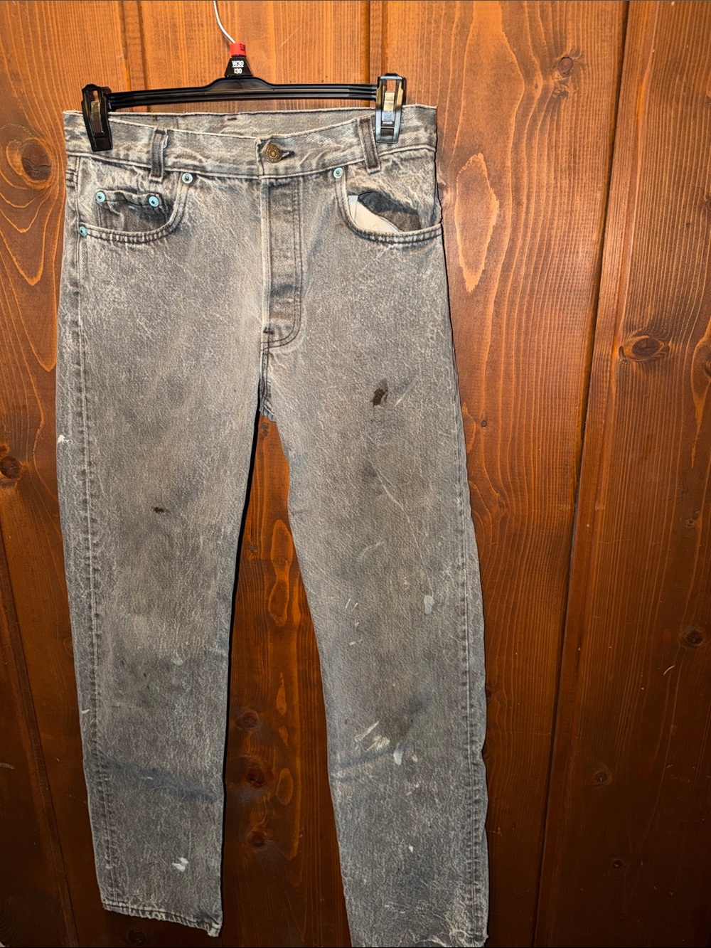 Vintage Levi's 501 Button Fly Men's Gray Washed Straight Jeans